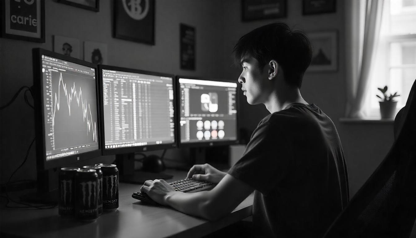 A person studying cryptocurrency charts and news on a computer screen.